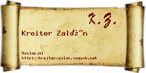 Kreiter Zalán névjegykártya